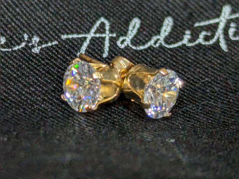 Eve's Jewelry 14k Gold Tone Stud Earrings with CZs image