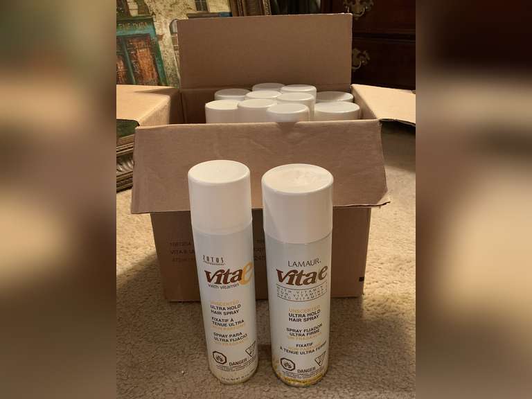 VITA/E ULTRA UNSCENTED HAIR SPRAY THREE 12 OZ CANS & NINE 10.5 OZ CANS - UP MASTER CLOSET 1 image