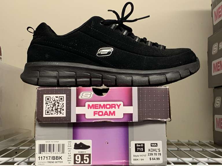 NEW SKECHERS BLACK SUEDE TENNIS SHOES SIZE 9 1/2M - UP MASTER CLOSET 2 image