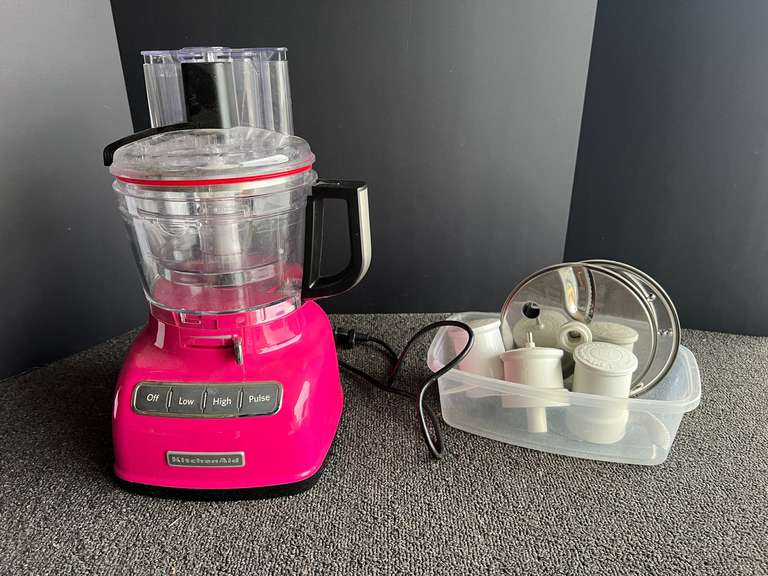KitchenAid food processor with accessories, tub is not included, powers up, see pictures for details. image