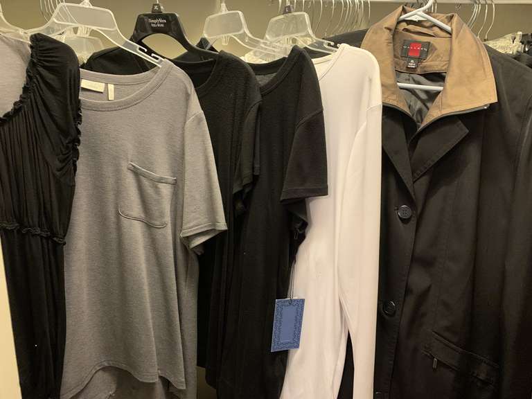 5 LADIES TOPS SIZE XLARGE (1 NEW W/ TAG) & NEW W/ TAG XL COAT - UP BED CLOSET 1 image