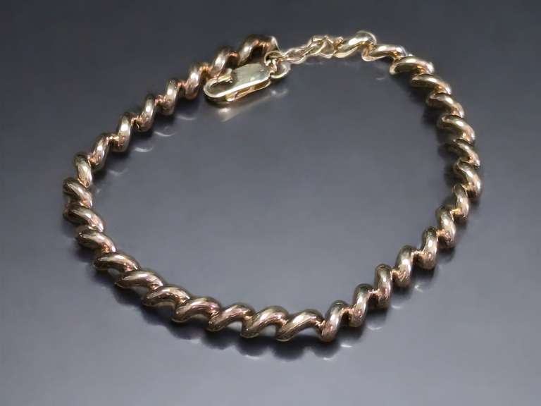 Yellow Gold Bangle Bracelet, 8", marked 14k Gold 6.8 Grams image