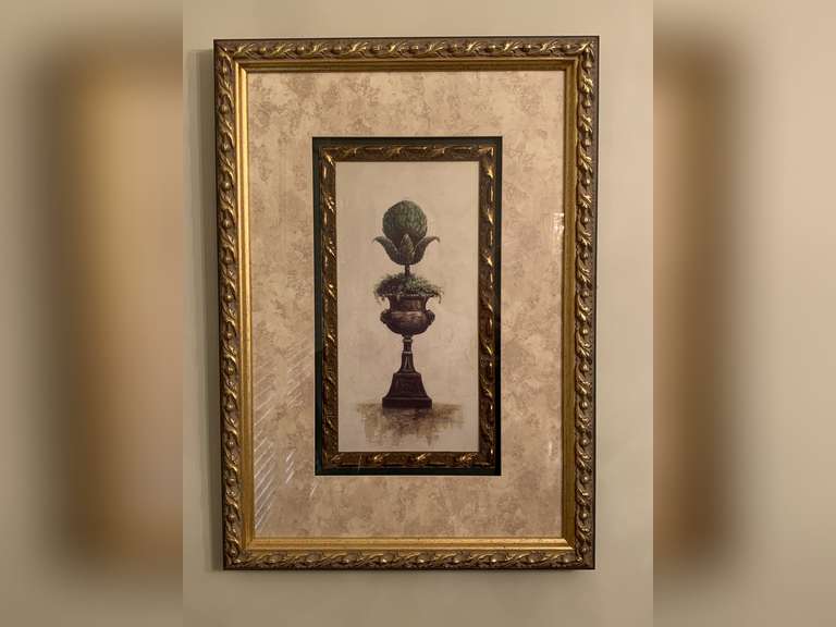 1999 MUSEUM QUALITY FRAMED "URN & TOPIARY" DOUBLE SIGNED BY BOBBY SIKES 22" X 31 1/4" - DINING ROOM image