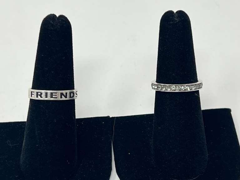 Ladies bands, both pieces are stamped 925, includes a channel set eternity ring, see pictures for details. image