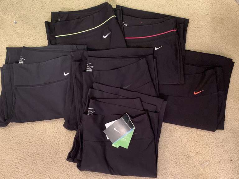 6 PAIR NIKE XL BLACK ATHLETIC PANTS (1 NEW W/ TAG) - UP BED 1 image