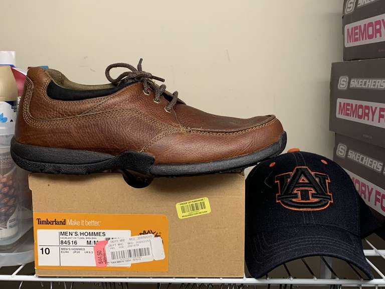 NEW MEN'S TIMBERLAND BROWN LEATHER LACE UP SHOES SIZE 10M & NEW UNIV OF AL BASEBALL CAP - UP MASTER CLOSET 2 image