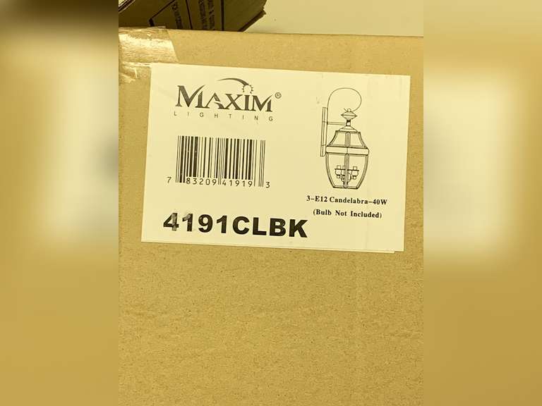 NEW IN BOX MAXIM BLACK 3 LIGHT CANDELABRA OUTSIDE WALL LIGHT - UP BED 2 CLOSET image