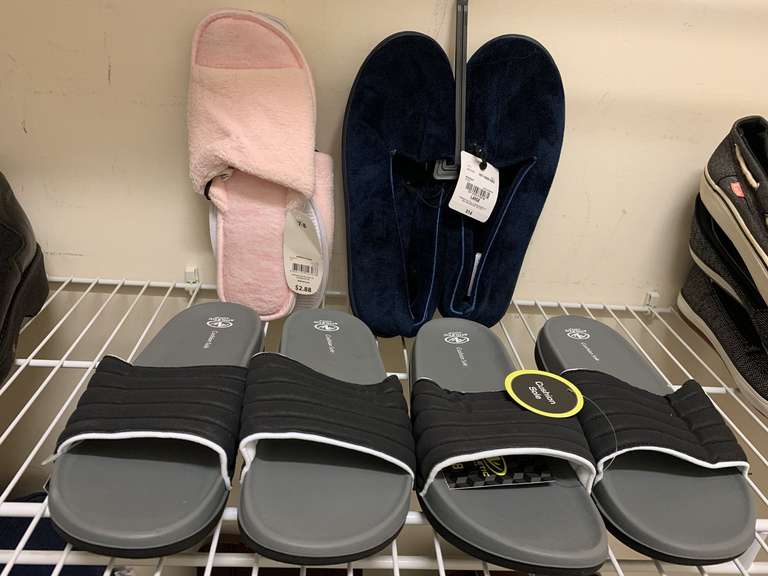 2 NEW PAIR ATHLETIC WORKS SLIP ON SHOES SIZE 7/8 & 2 NEW PAIR BEDROOM SHOES SIZE 7/8 & SIZE L - UP MASTER CLOSET 1 image