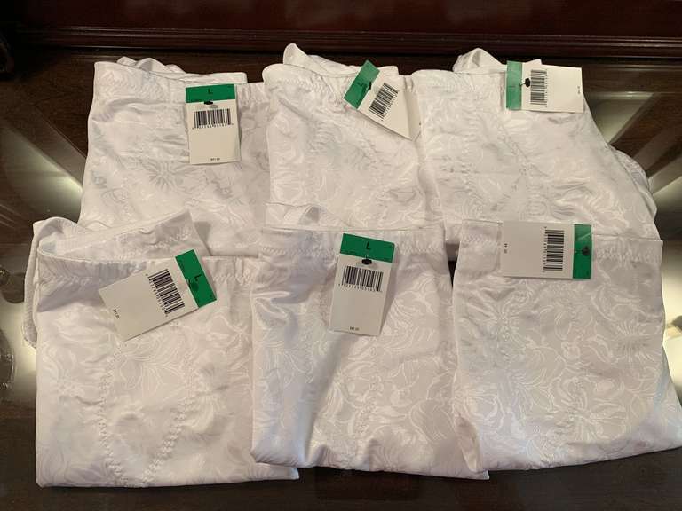 6 NEW PAIR SIZE LARGE WHITE MAIDENFORM TUMMY CONTROL PANTIES - UP MASTER BED image