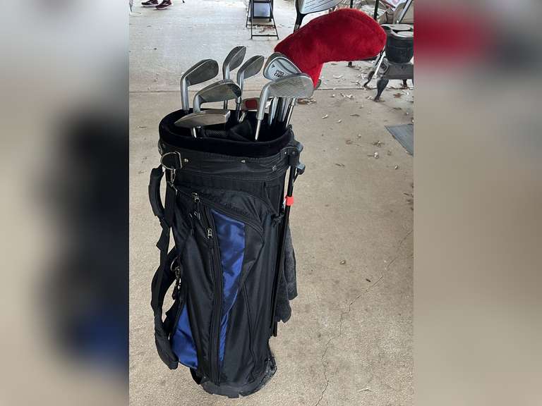 Knight golf bag with assorted Dunlop ProComp clubs/drivers, see pictures for details. image