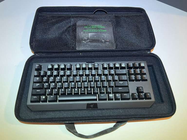BR1…Razer Black Widow tournament edition chroma, multicolor mechanical gaming keyboard. Comes with carrying/storage case, working condition unknown, see pictures for details. image