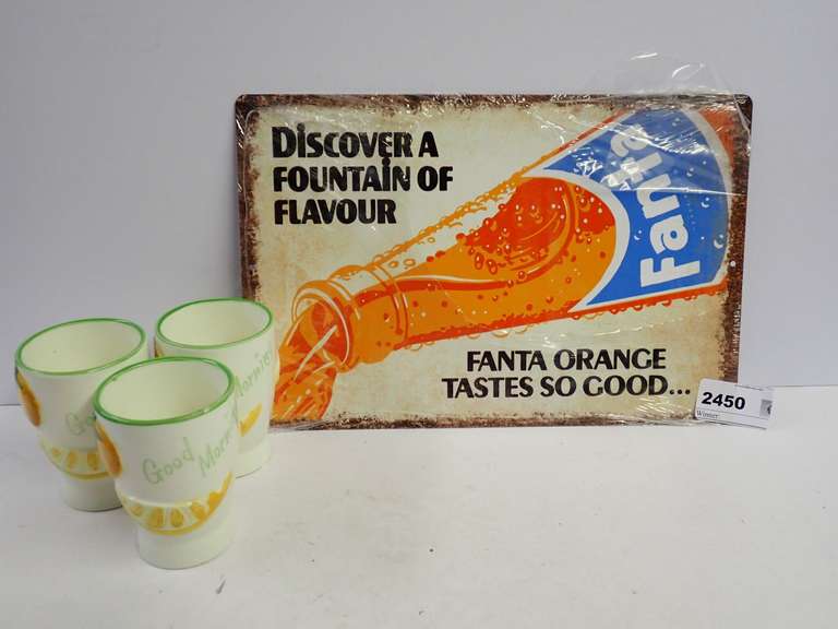 Fanta Advertising Sign& 'Good Morning' Cups image