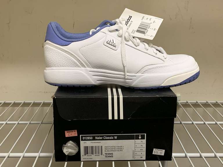 NEW ADIDAS WHITE/GREY TENNIS SHOES SIZE 7 1/2 M - UP MASTER CLOSET 1 image