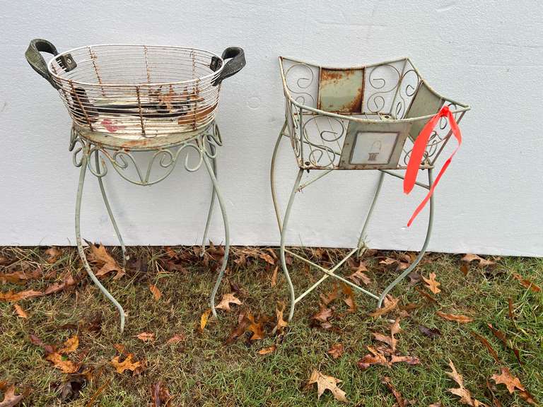 Set of two wire plant stands image