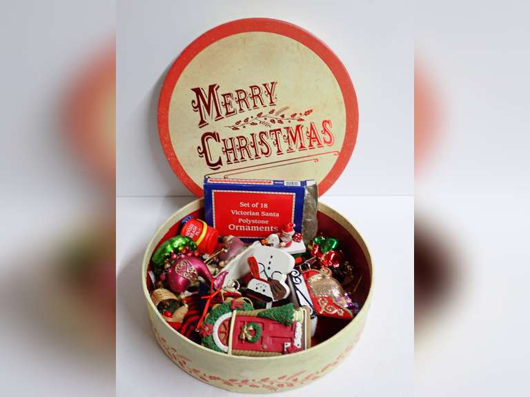 Vintage Christmas Ornaments and Box image