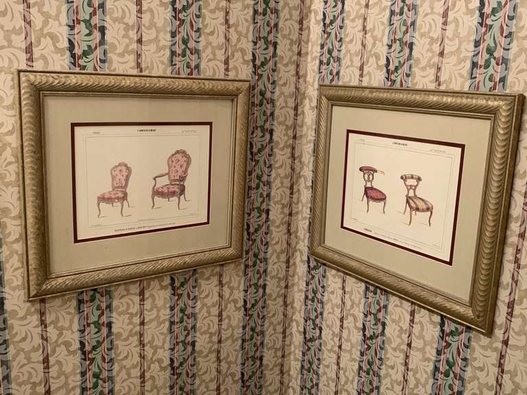 PAIR OF NICELY FRAMED/MATTED "CHAIR" PRINTS DESIGNED BY JOHN TAYLOR 17X15 - POWDER ROOM image