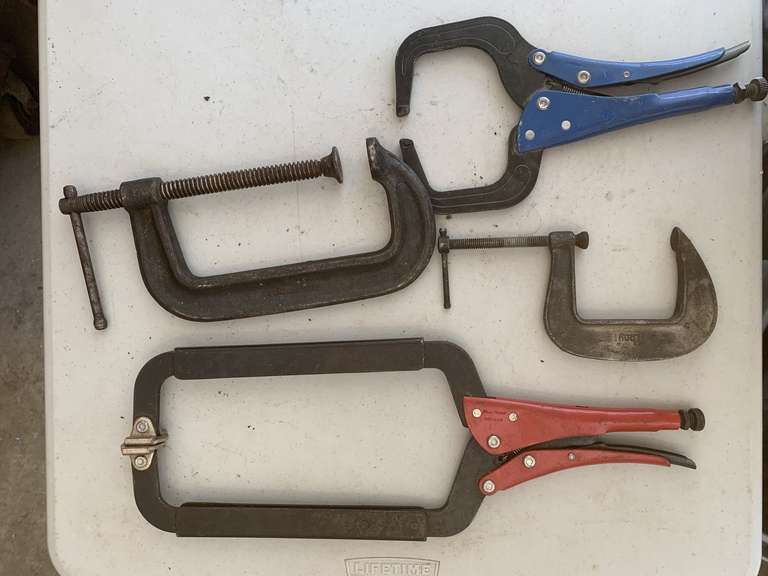4 LARGE CLAMPS - GARAGE CLOSET image