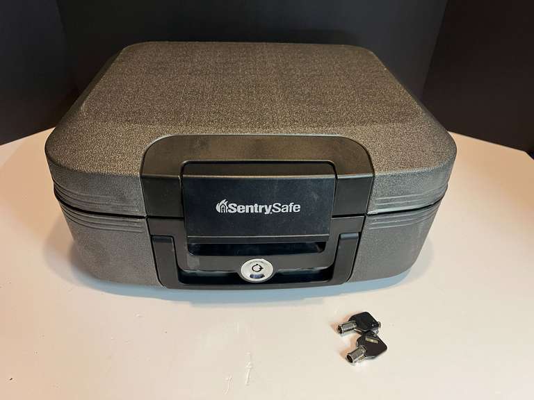 LR…Sentry safe with key, see pictures for details. image