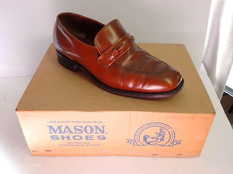 Mason Shoes Brown Leather Loafers Size 10.5 with Original Box image
