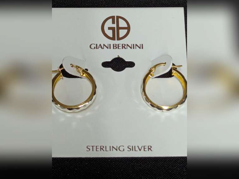 Giani Bernini Sterling Silver 18KT Gold Tone Hoop Earrings image