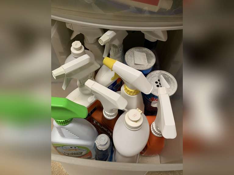 DRAWER FULL OF CLEANING SUPPLIES TO INCLUDE TILEX, LEXOL, GREASE LIGHTNING & MORE - UP MASTER CLOSET 2 image