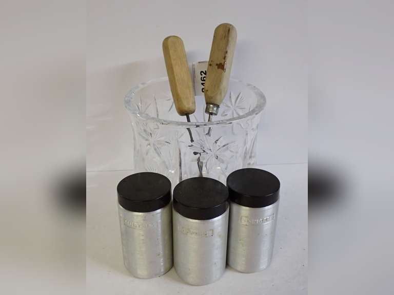 Vintage Spice Jars with Crystal Vase and More image