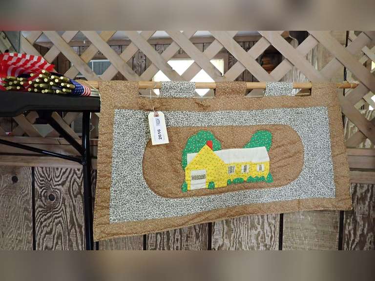 Handmade Quilted Wall Hanging with American Flags image