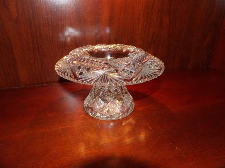 VINTAGE BRILLIANT, CUT GLASS VASE/STAND image