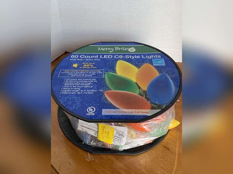 NEW ROLL 60 COUNT LED C9 CHRISTMAS LIGHTS image