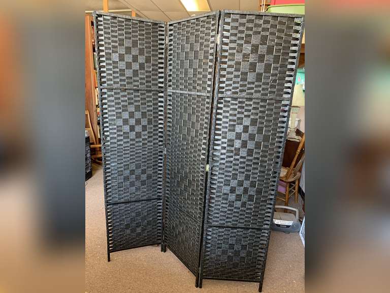 BLACK WOVEN 3 PANEL SCREEN (EACH PANE 17 5/8" WIDE X 71" TALL) image