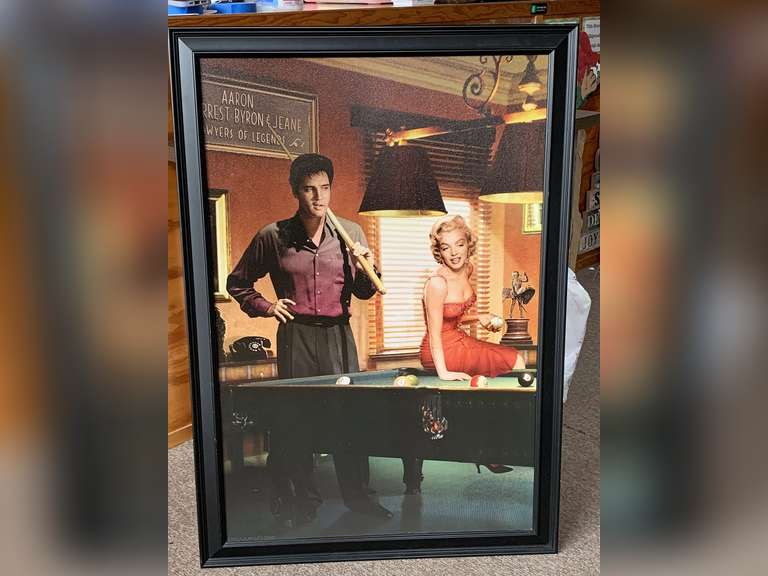 "LEGAL ACTION" BY CHRIS CONSANI ELVIS PRESLEY & MARILYN MONROE 27 1/2" X 38 1/2" image
