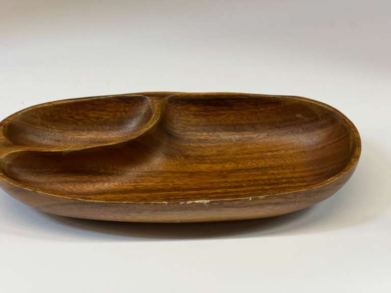 Monkey pod wood divided bowl, see pictures for details. image