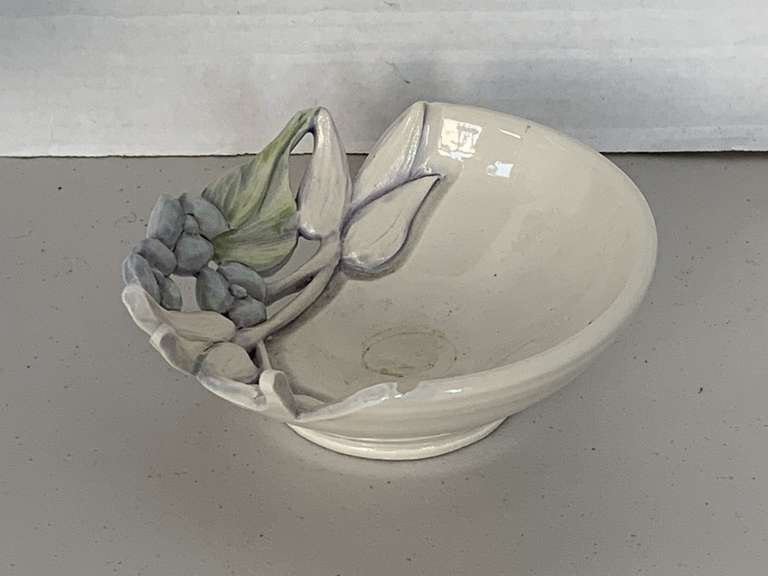 1990 HANDMADE SIGNED CACTUS POTTERY DISH 5 1/4" ROUND X 2" TALL image