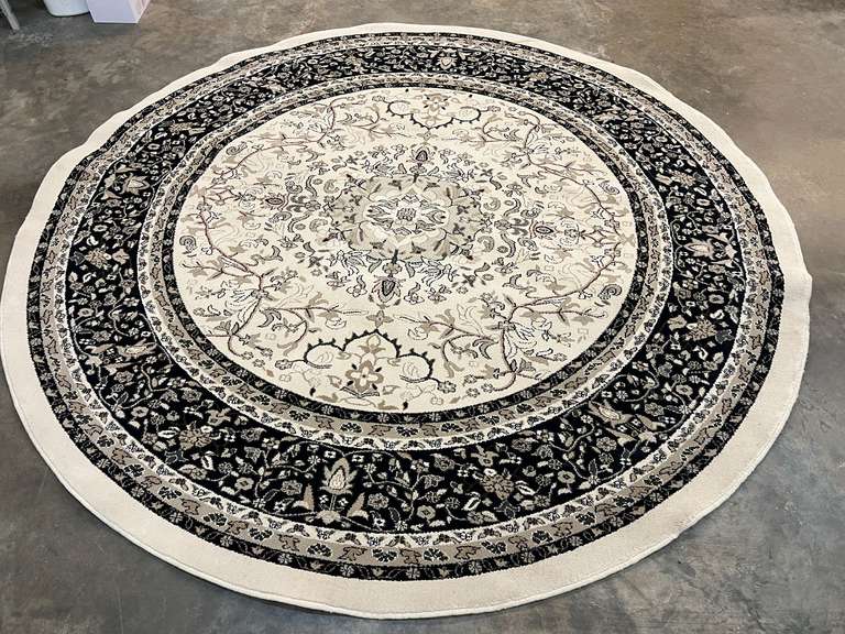 Decorative round area rug with mat, see pictures for details. image