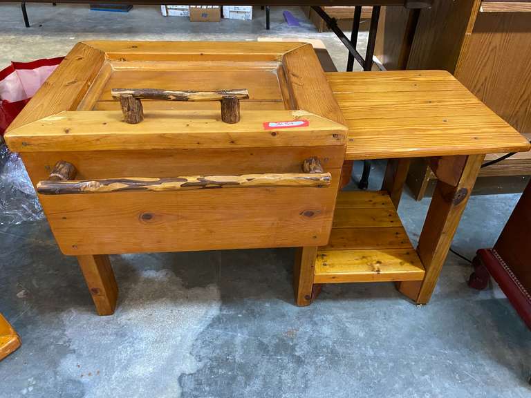 Custom, rustic side table with storage, see pictures for details. image