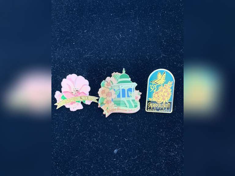 3 CHERRY BLOSSOM FESTIVAL LAPEL PINS (1993, 1997, 2002) - CHECKOUT image