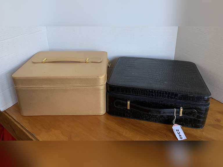 2 NEW VANITY TRAVEL CASES (BLACK, GOLD) image