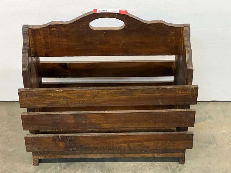 Vintage wooden magazine holder, see pictures for details. image