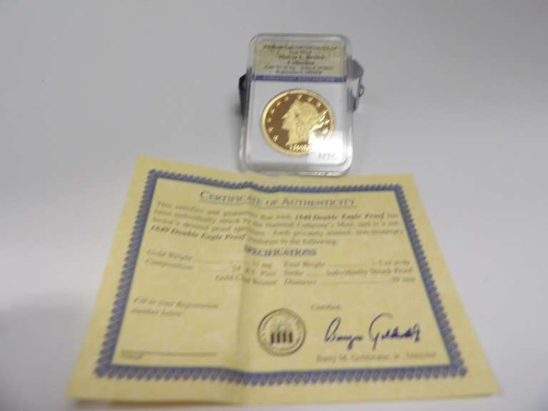 1849 DOUBLE EAGLE GOLD CLAD TRIBUTE PROOF WITH CERTIFICATE OF AUTHENTICITY image