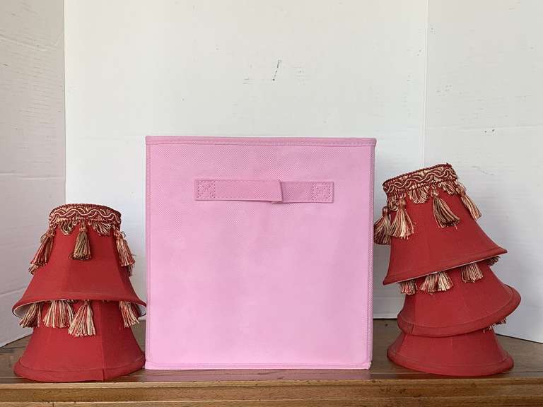 NEW BOX OF 5 BURGUNDY SHADES (3" X 6" X 5") W/ COLLAPSIBLE CRATE image