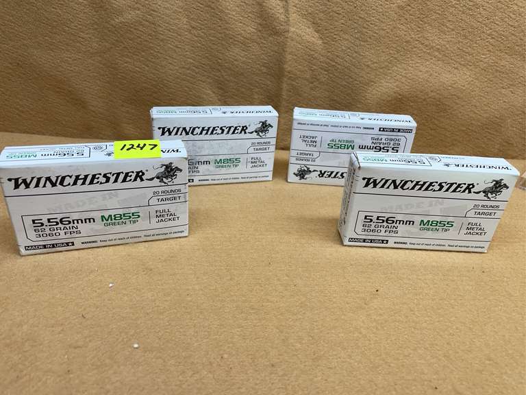 4 BOXES WINCHESTER 5.56 GREEN TIP - 80 RDS TOTAL image