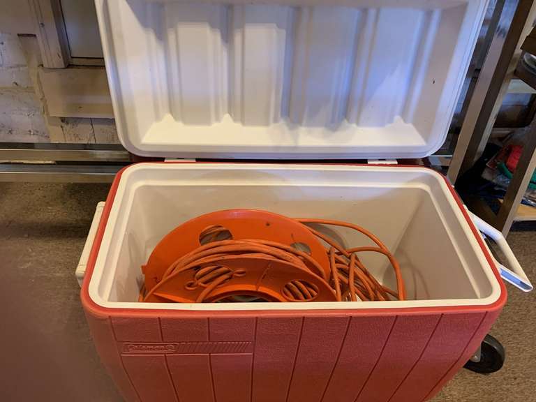 COLEMAN COOLER W/ HEAVY DUTY EXTENSION CORD ON REEL image