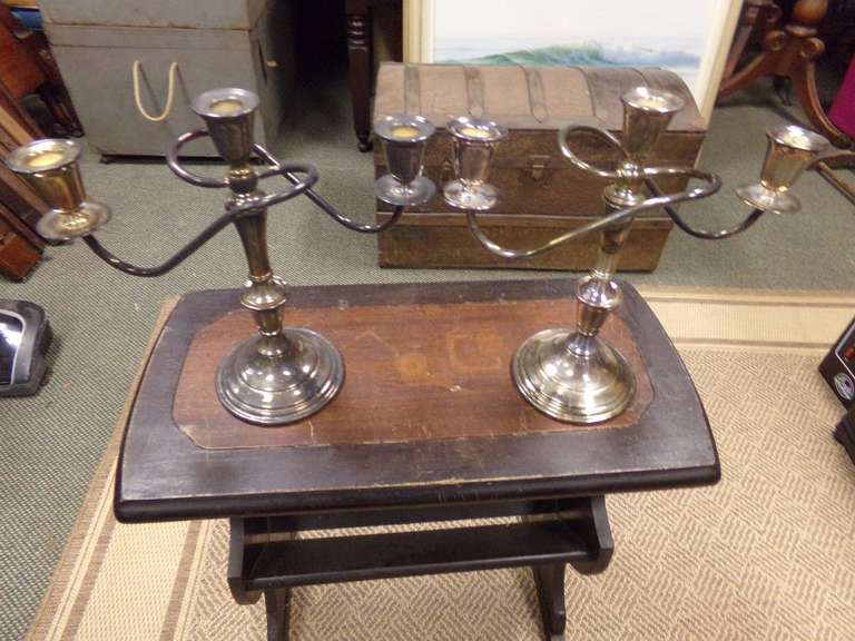 PAIR OF SILVER PLATE CANDELABRAS image