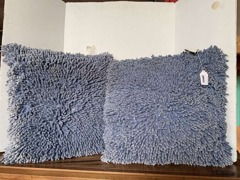 TWO 18X18 BLUE SHAG PILLOWS image