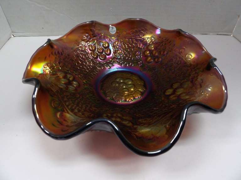 BEAUTIFUL FENTON RUFFLED BOWL CARNIVAL GLASS image