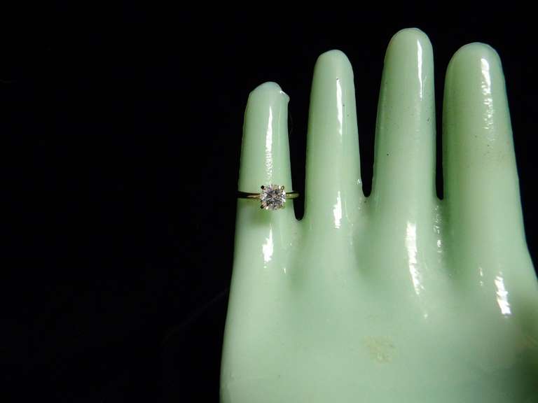 14 KARAT GOLD ELECTROPLATE, RING SIZE 5 WITH CLEAR STONE image