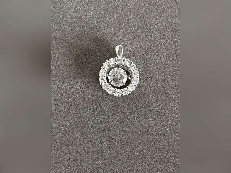 BEAUTIFUL PETITE STERLING SILVER PENDANT W/ DIAMONDS (1.05 GRAMS) - CHECKOUT image