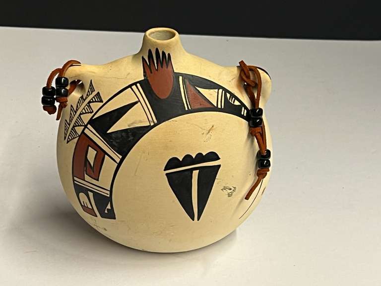 Native American pottery canteen, see pictures for details. image