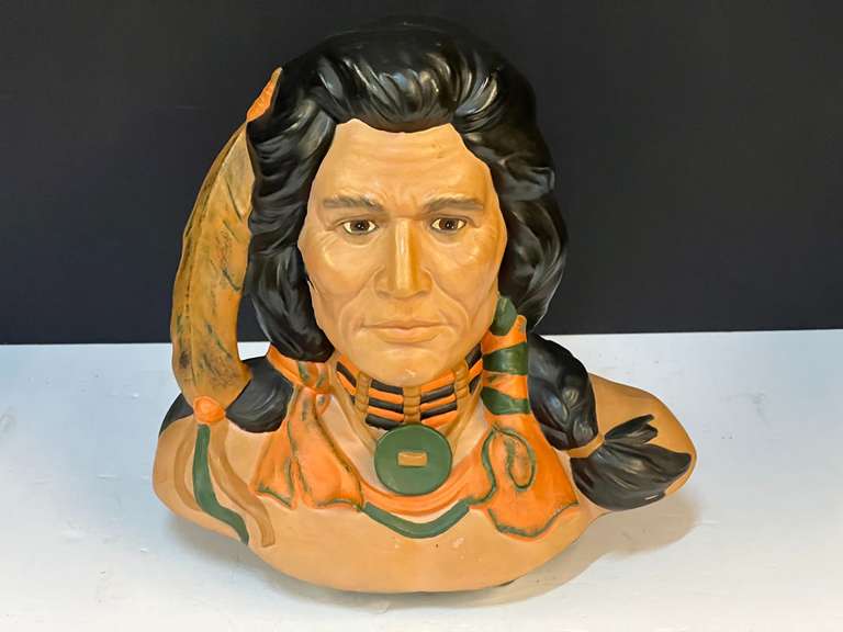 Ceramic Native American bust, see pictures for details. image