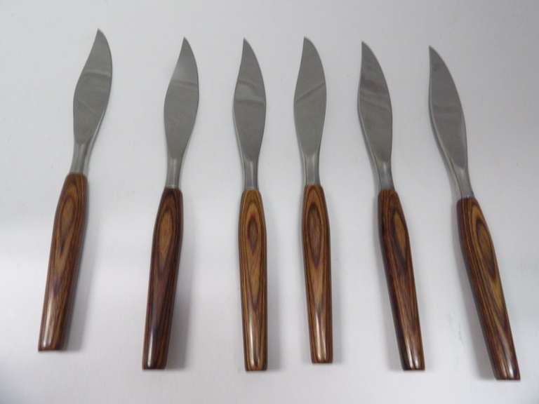 MID-CENTURY MODERN MODE, DANISH, STAINLESS STEEL KNIFE SET image